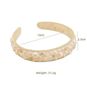 Baroque pearl headband details showing 2.5cm width and 13cm diameter dimensions