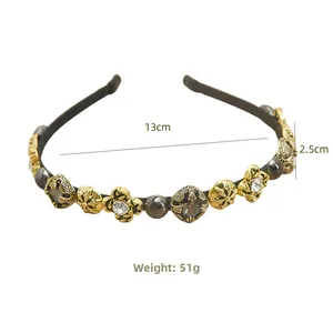 Detailed view of vintage baroque headband showing 13cm diameter and 2.5cm width