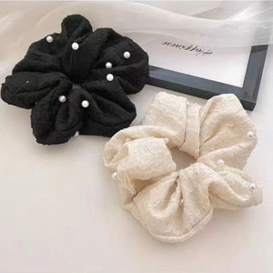 Chouchous en Tissu à Künstliche Perles Élégants Style Coréen pour Femmes Attaches de Cheveux Élastiques Perlées Faits à la Main