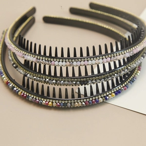 Détails de serre-têtes en perles de cristal colorées avec dents antidérapantes pour femmes