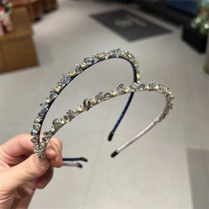 Luxe crystal rhinestones headbands in deep blue and grey with sparkling gems detail