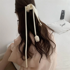 Elegante Elastico per Capelli in Raso con Nastro a Tulipano Lungo Fiocco per Donne Ragazze Quotidiano Appuntamento Dolce Accessorio Floreale