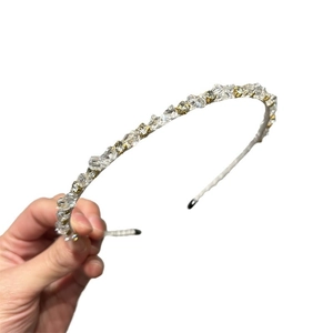 Exquisite crystal headband for women with shimmering rhinestones and fine gold beads decor