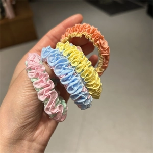 Simple Pleated Fabric Scrunchies Set High Elasticity Macaron Color Hair Ties For Women Girls Sweet Hair Accessories