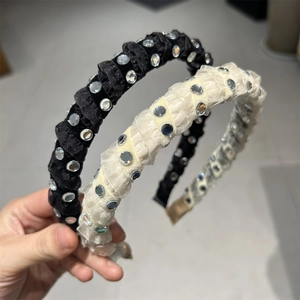 Elegant Rhinestone Pleated Fabric Headband Vintage Luxury Hair Band For Women Fashion Daily Party Wedding Hair Accessories