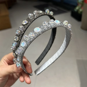 Cerchietto Con Perline Iridescenti e Strass Cristallo Luccicante Fascia per Capelli Avvolta in Tessuto Accessori per Capelli