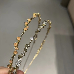 Elegantes Goldlegierung-Haarband-Set mit Emaille-Blumen und Strasssteinen