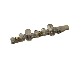 Handmade Korean style crystal bead hair clip with floral fabric base for women