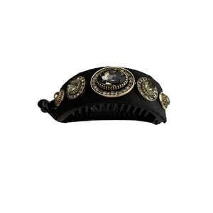 Elegant banana hair clip with vintage grey rhinestones and sparkling crystals for women