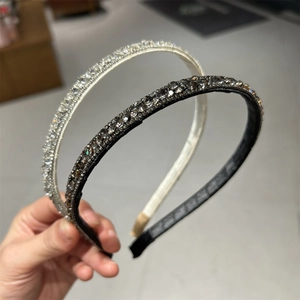 Luxury Rhinestone Headband For Women Elegant Satin Wrapped Hair Band Korean Style Shiny Crystal Thin Headpiece Hair Accessories