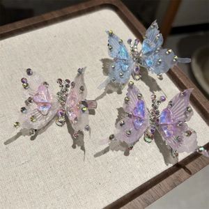 Clip per Capelli a Farfalla Semovente Strass Lega Rete Forcina Fata Elegante Stile Antico Accessori per Capelli Donna Bambini