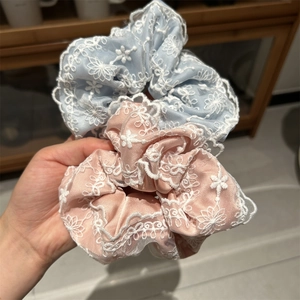 Lot de chouchous style ballet en dentelle brodée bleu clair et rose pour femmes
