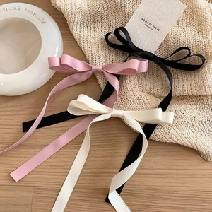 Women Sweet Satin Bow Hair Clip With Long Ribbon Streamer Elegant Mori Style Hairpin For Girls Back Of Head Hair Accessories