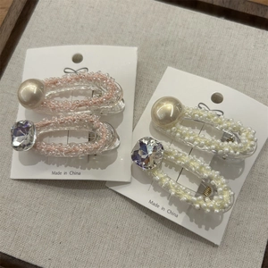 Set di Fermagli per Capelli in Stile Coreano Con Künstliche Perle Finte e Strass Eleganti Clip a Becco d'Anatra per Donna