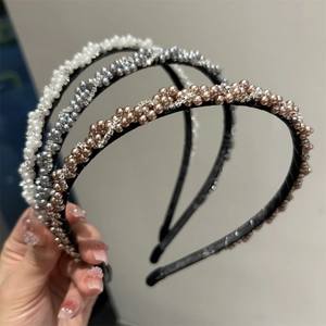 Serre-Tête Tressé En Strass Et Imitation Künstliche Perle Pour Femmes Élégant Bandeau Torsadé Accessoires De Cheveux Doux