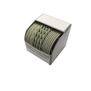 Green high elasticity braided hair ties set in a minimalist display box for women