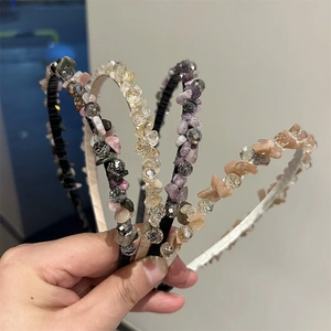 Cerchietto a Mano in Cristallo Irregolare con Strass per Donna Elegante Cerchietto Avvolto in Tessuto Accessori per Capelli