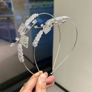 Serre-tête en Alliage Zirconia Mode Occidentale Minimaliste Papillon Nœud Cœur Strass Serre-tête Élégant Mariage Fête Accessoire Cheveux