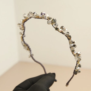 Serre-tête Rétro Style Baroque Français en Cristal Artificiel pour Femmes Fait à la Main avec Strass Accessoires de Cheveux Mode
