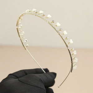 Koreanischer Stil Gold Legierung Haarreif Für Damen Eleganter Strass Künstliche Perle Stern Herz Krone Hochzeit Haarschmuck