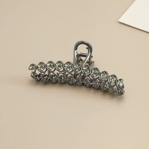 Metallic gunmetal hair claw clip with rhinestones for women hair accessories
