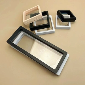 3D Floating Display Case PE Membrane Suspension Jewelry Box For Ring Earring Coin Medallion Dustproof Storage Acrylic Box