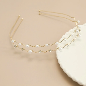 Elegante Golf Metalen Haarrand Met Imitatie Kunstparel En Strass Goud Mode Haarring Voor Vrouwen Dagelijks Feest Haaraccessoire