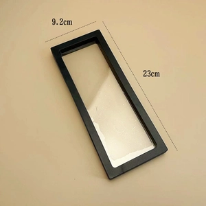 Detail view of rectangular black 3D floating jewelry display box with 23cm x 9.2cm size