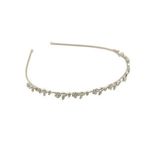 Sparkling floral headband with rhinestones and silver metal vines for bridal parties