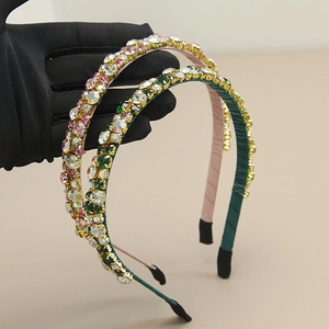 Vintage Rhinestone Wrapped Fabric Headband For Women Elegant Thin Alloy Hairband Party Wedding Fashion Hair Accessories