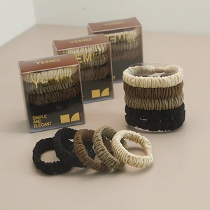 Chouchous Plissés à Haute Élasticité pour Femmes Tons Terre Tissu Accessoires de Cheveux Mode Élégants pour le Quotidien