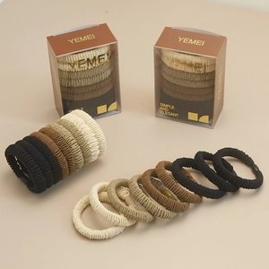 Chouchous en Tissu Nervuré Haute Élasticité Tons Terre Porte-Queue de Cheval Simple Élégant pour Femmes Filles Accessoires Cheveux