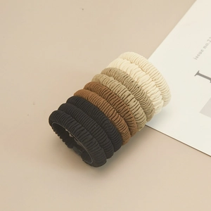 Lot de chouchous plissés élastiques en tissu tissé aux tons terre pour femmes