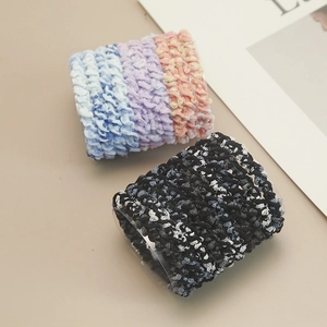 Durable elastic hair ties in macaron and black-white colors, high-stretch woven bands