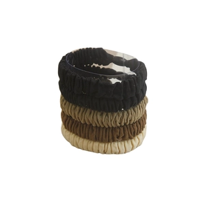 Lot de 5 chouchous en maille de couleur unie dans les tons terre noir, café et beige