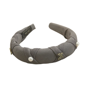 Chic grey braided rhinestone butterfly headband for women with elegant pearls