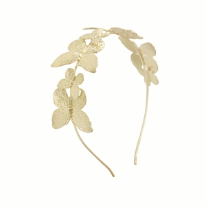 Exquisite gold alloy butterfly headband with textured 3D butterfly ornaments for women