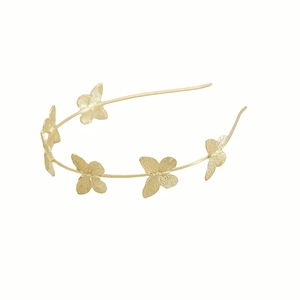 Elegant gold metal headband with five 3D butterfly ornaments for women party hairstyles