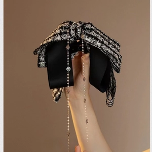 Pince À Cheveux Vintage En Tweed Nœud Papillon Gland De Künstliche Perles Fleur De Camélia Élégant Français Accessoires Cheveux Femme
