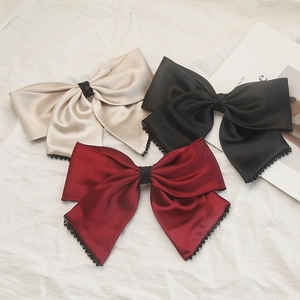Pince À Cheveux Nœud En Satin Élégante Chouchou À Perles Sucré Fait Main Style Coréen Couvre-Chef Pour Femmes Quotidien Banquet