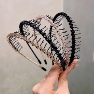 Lot de quatre serre-têtes en cristal avec dents antidérapantes pour la coiffure
