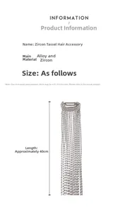 Detail showing high-quality zircon tassels and silver alloy base for hair accessory