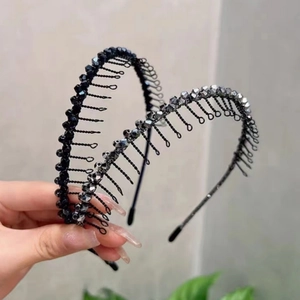 Serre-Tête en Cristal Artificiel Brillant Avec Dents Bandeau Antidérapant Accessoire Cheveux Mode Coréenne Douce pour Femme