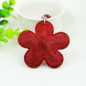 Floral Rhinestone Tassel Keychain Shiny Crystal Flower Purse Charm Bag Hanging Decoration For Women Fashion Jewelry Gift