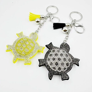 Mode Legierung Strass Meeresschildkröte Schlüsselanhänger Für Damen Taschenanhänger Mit Quaste Kreativ Tier Schlüsselring Schmuck