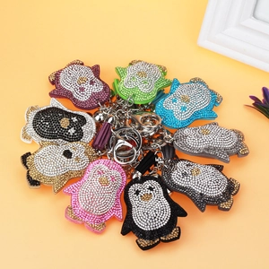 Süßer Strass Pinguin Schlüsselanhänger Mit Quaste Legierung Kristall Tier Taschenanhänger Mode Schlüsselring Für Damen Mädchen