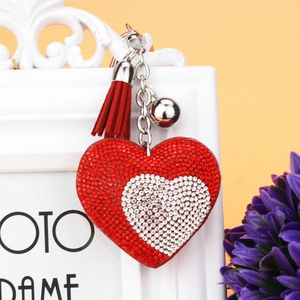 Moda Cuore Strass Portachiavi Con Nappina E Campanello Donna Borsa Ciondolo Scintillante Cristallo Amore Portachiavi Regalo