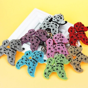 Porte-clés Chien Caniche en Strass à la Mode Avec Gland en Tissu Anneau de Clé en Alliage Pour Femme Pendentif de Sac Bijoux Décoratifs Cadeau
