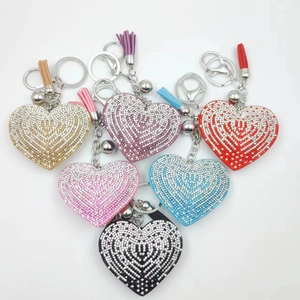Porte-clés Strass Coeur Flocon de Neige Éléphant Chat Pompon Cuir PU Charme de Sac Pour Femmes Filles Bijoux de Mode