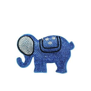 Sparkling blue rhinestone elephant keychain accessory with tassel and velvet finish